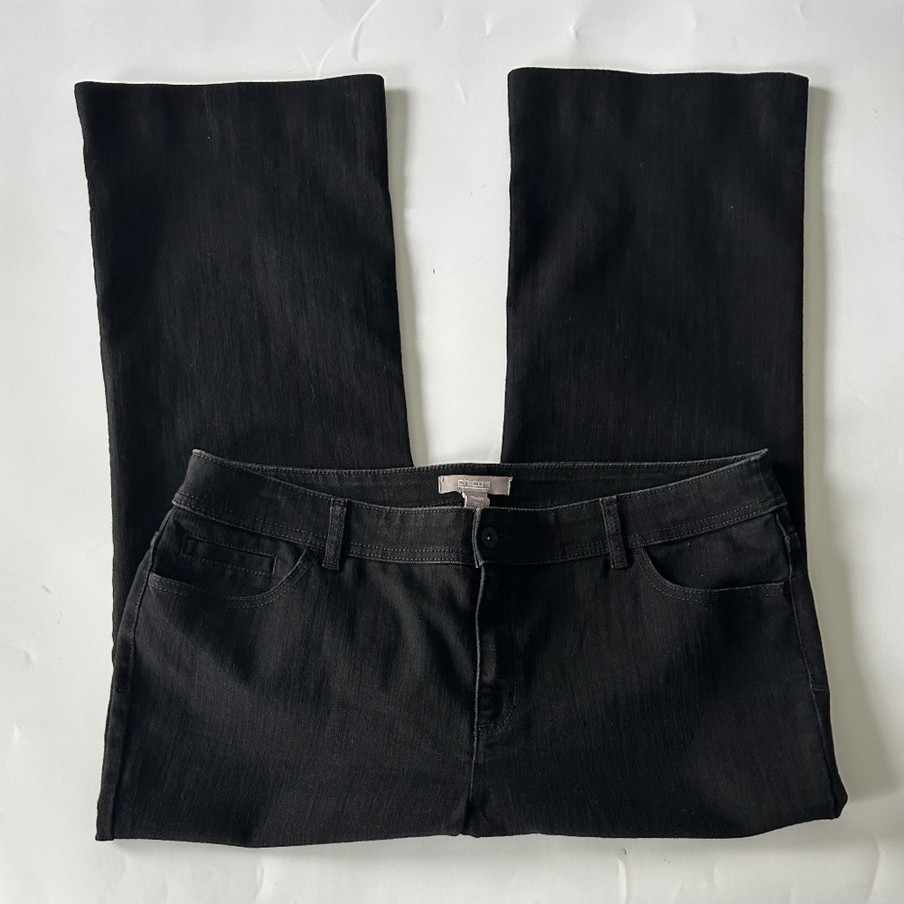 Chico's Women's Black Flare Leg Jeans Size 14 EUC